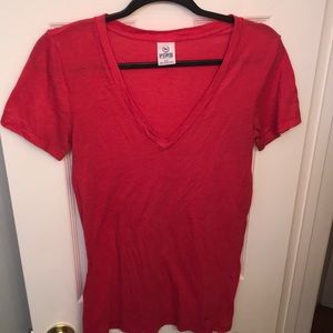 VS PINK, Red V neck T shirt